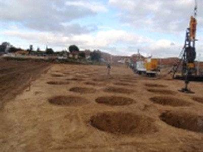 Swampy ground converted to housing site.